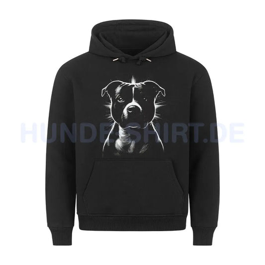 Premium Hoodie "Staffy SHINE white" Schwarz – hunde-shirt.de