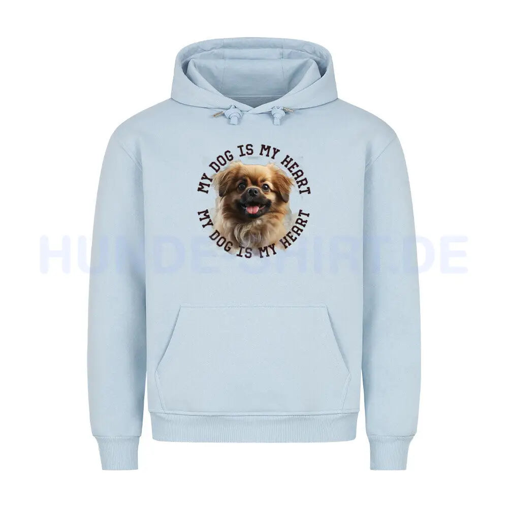 Premium Hoodie "Tibet Spaniel HEART" Babyblau – hunde-shirt.de