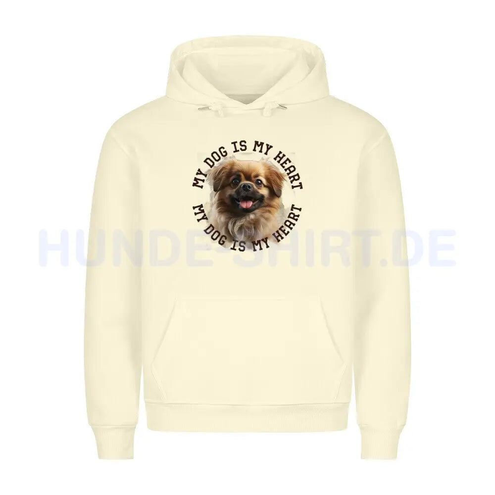 Premium Hoodie "Tibet Spaniel HEART" Beige – hunde-shirt.de