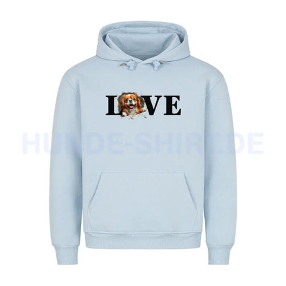 Premium Hoodie "Tibet Spaniel - LOVE" Babyblau – hunde-shirt.de