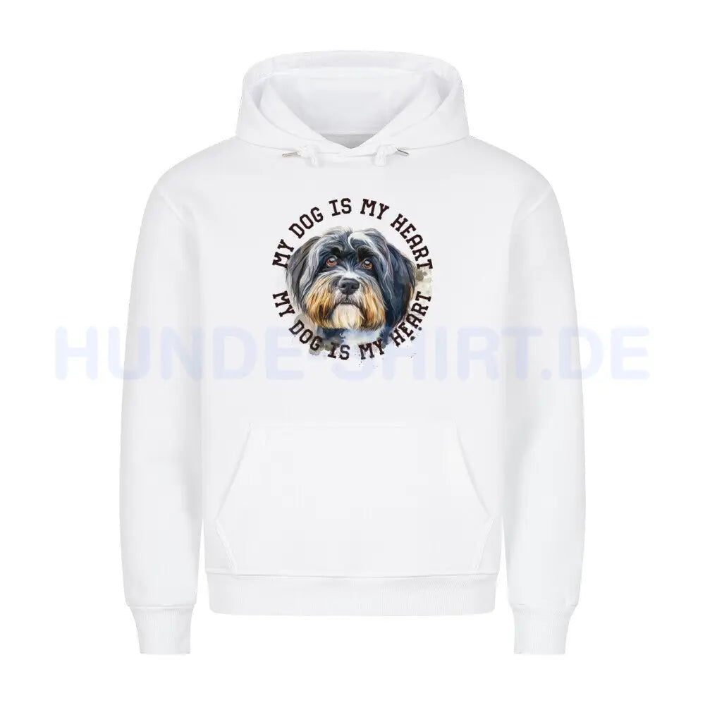 Premium Hoodie "Tibet Terrier HEART" Weiß – hunde-shirt.de