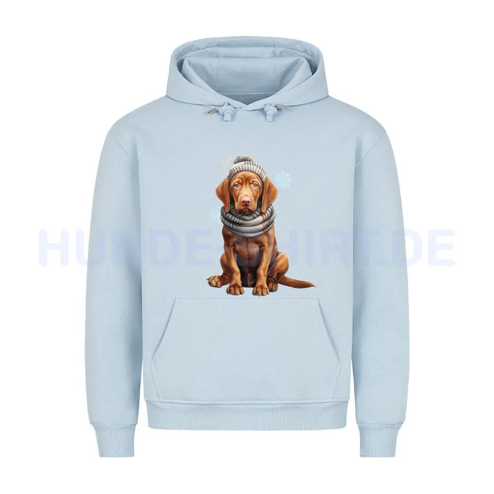 Premium Hoodie "Vizsla - Winterbub" Babyblau – hunde-shirt.de