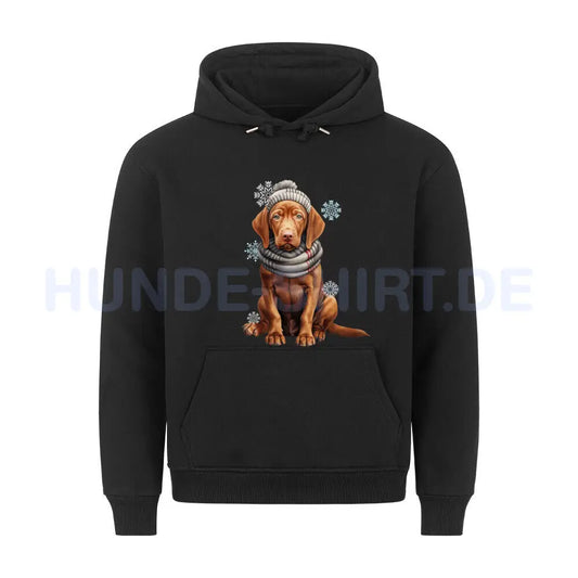 Premium Hoodie "Vizsla - Winterbub" Schwarz – hunde-shirt.de