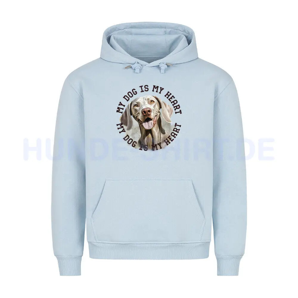 Premium Hoodie "Weimaraner HEART 2" Babyblau – hunde-shirt.de