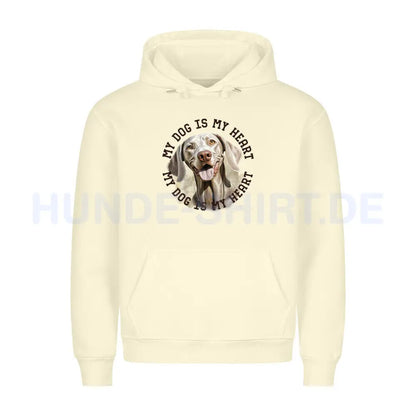 Premium Hoodie "Weimaraner HEART 2" Beige – hunde-shirt.de