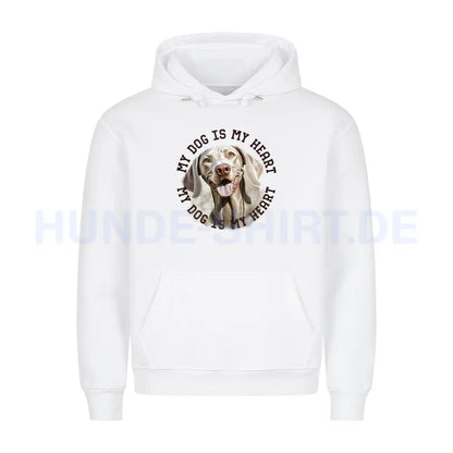 Premium Hoodie "Weimaraner HEART 2" Weiß – hunde-shirt.de