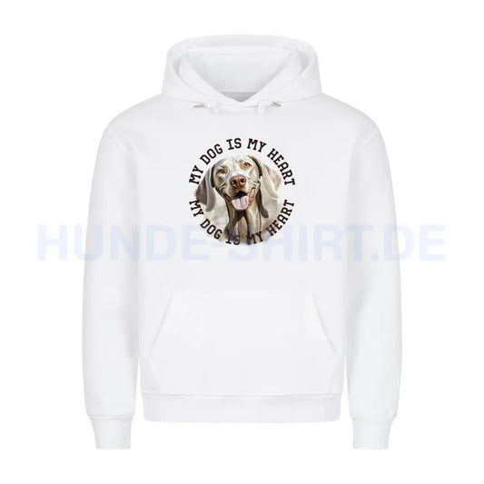 Premium Hoodie "Weimaraner HEART 2" Weiß – hunde-shirt.de