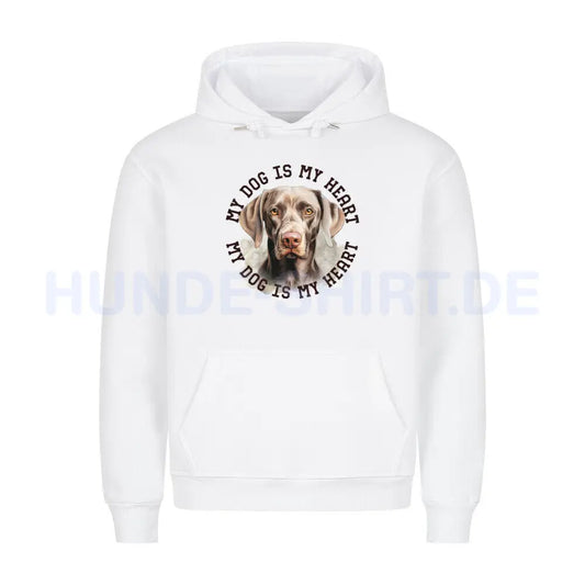 Premium Hoodie "Weimaraner HEART" Weiß – hunde-shirt.de