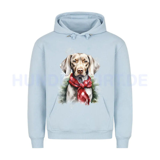 Premium Hoodie "Weimaraner Winter" Babyblau – hunde-shirt.de