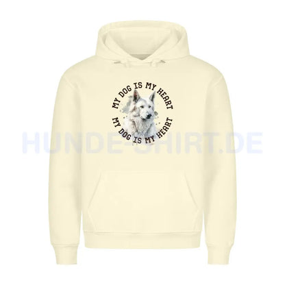 Premium Hoodie "Weißer Schäferhund HEART 2" Beige – hunde-shirt.de