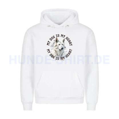 Premium Hoodie "Weißer Schäferhund HEART 2" Weiß – hunde-shirt.de