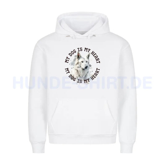 Premium Hoodie "Weißer Schäferhund HEART 2" Weiß – hunde-shirt.de