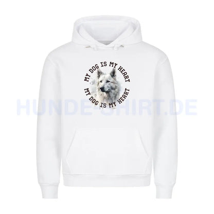 Premium Hoodie "Weißer Schäferhund HEART" Weiß – hunde-shirt.de