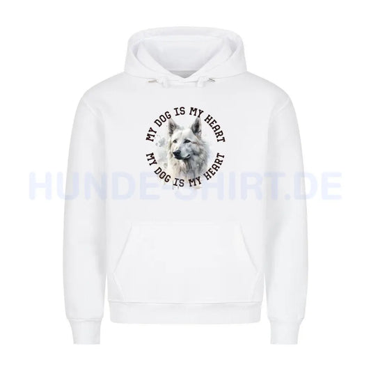 Premium Hoodie "Weißer Schäferhund HEART" Weiß – hunde-shirt.de