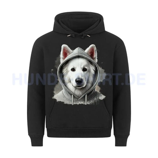 Premium Hoodie "Weißer Schäferhund Hooded" Schwarz – hunde-shirt.de