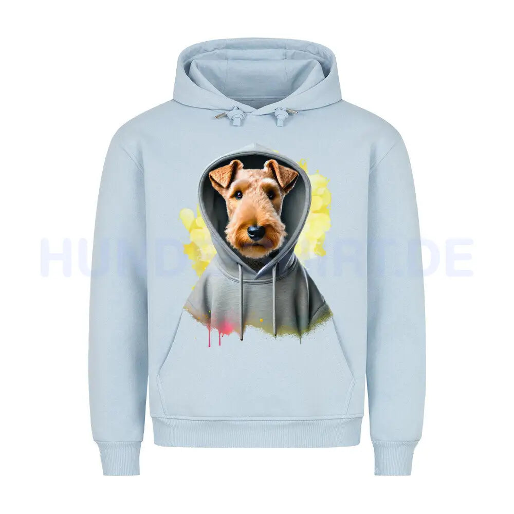 Premium Hoodie "Welsh Terrier Hooded" Babyblau – hunde-shirt.de