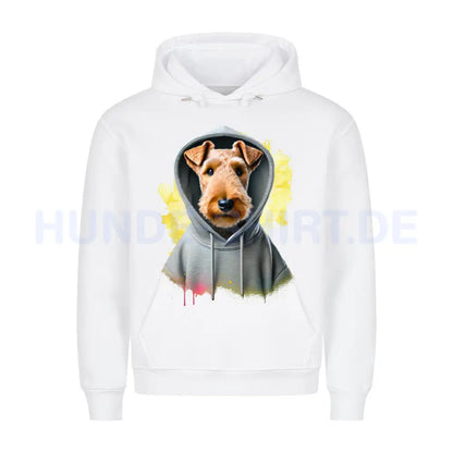 Premium Hoodie "Welsh Terrier Hooded" Weiß – hunde-shirt.de