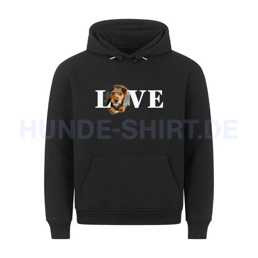 Premium Hoodie "Welsh Terrier - LOVE" Schwarz – hunde-shirt.de