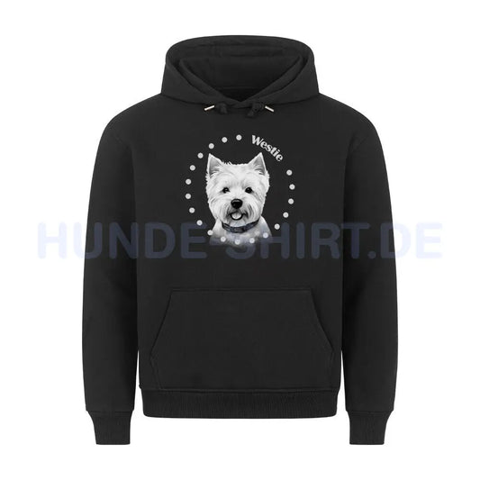 Premium Hoodie "Westie Rounded" Schwarz – hunde-shirt.de