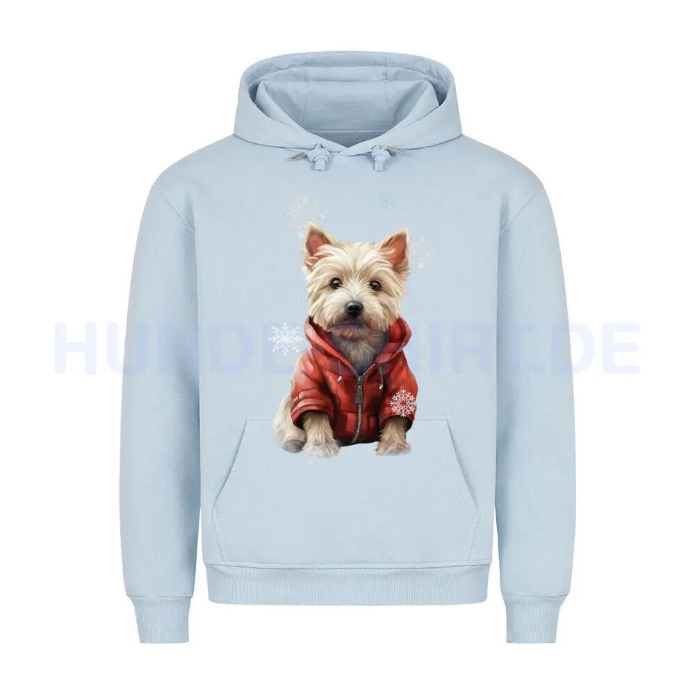 Premium Hoodie "Westie Winter" Babyblau – hunde-shirt.de