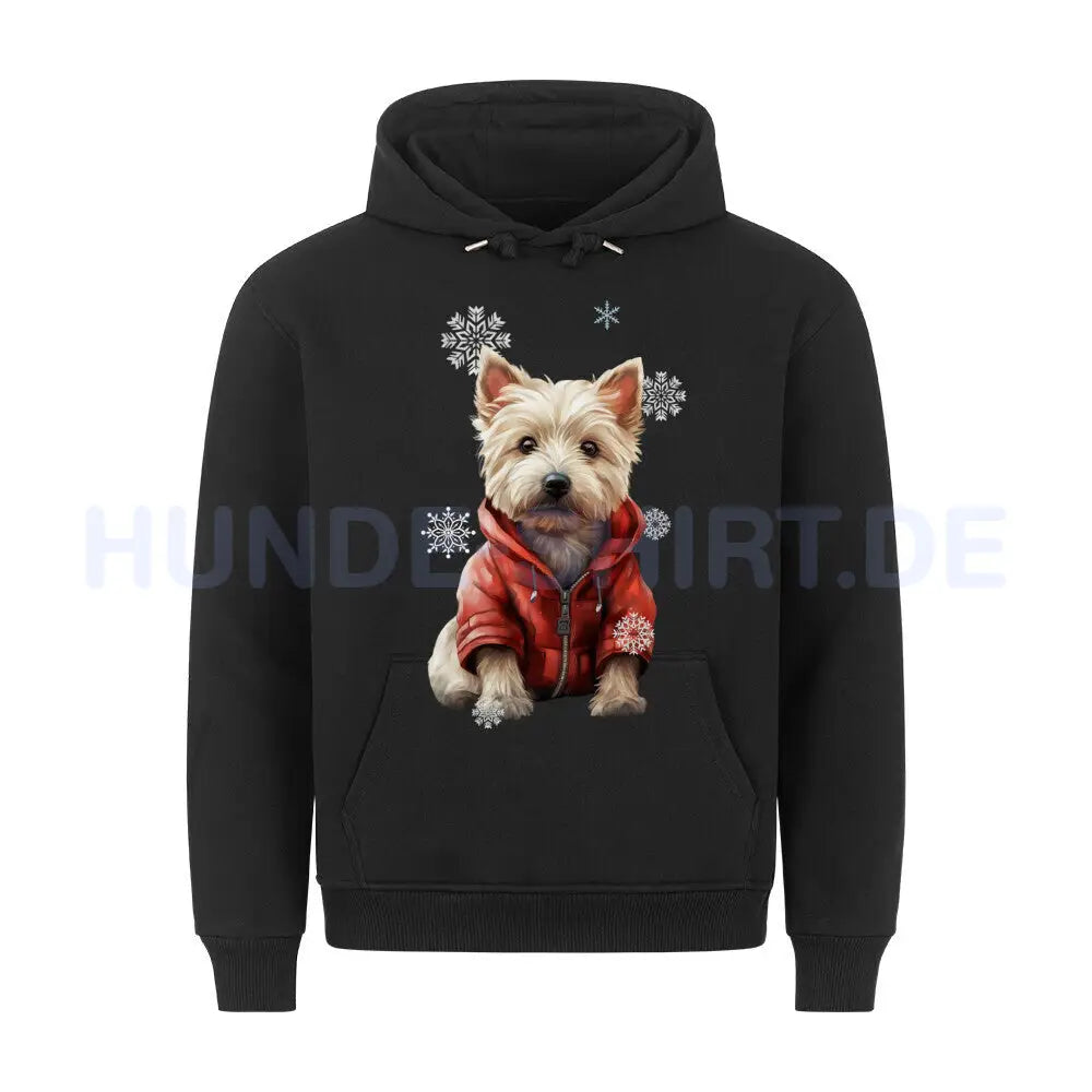 Premium Hoodie "Westie Winter" Schwarz – hunde-shirt.de