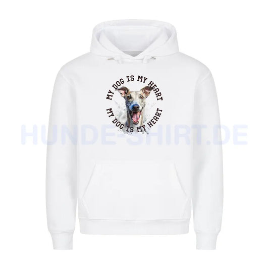 Premium Hoodie "Whippet HEART 2" Weiß – hunde-shirt.de