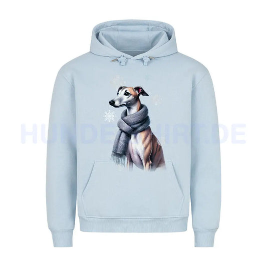 Premium Hoodie "Whippet Winter" Babyblau – hunde-shirt.de