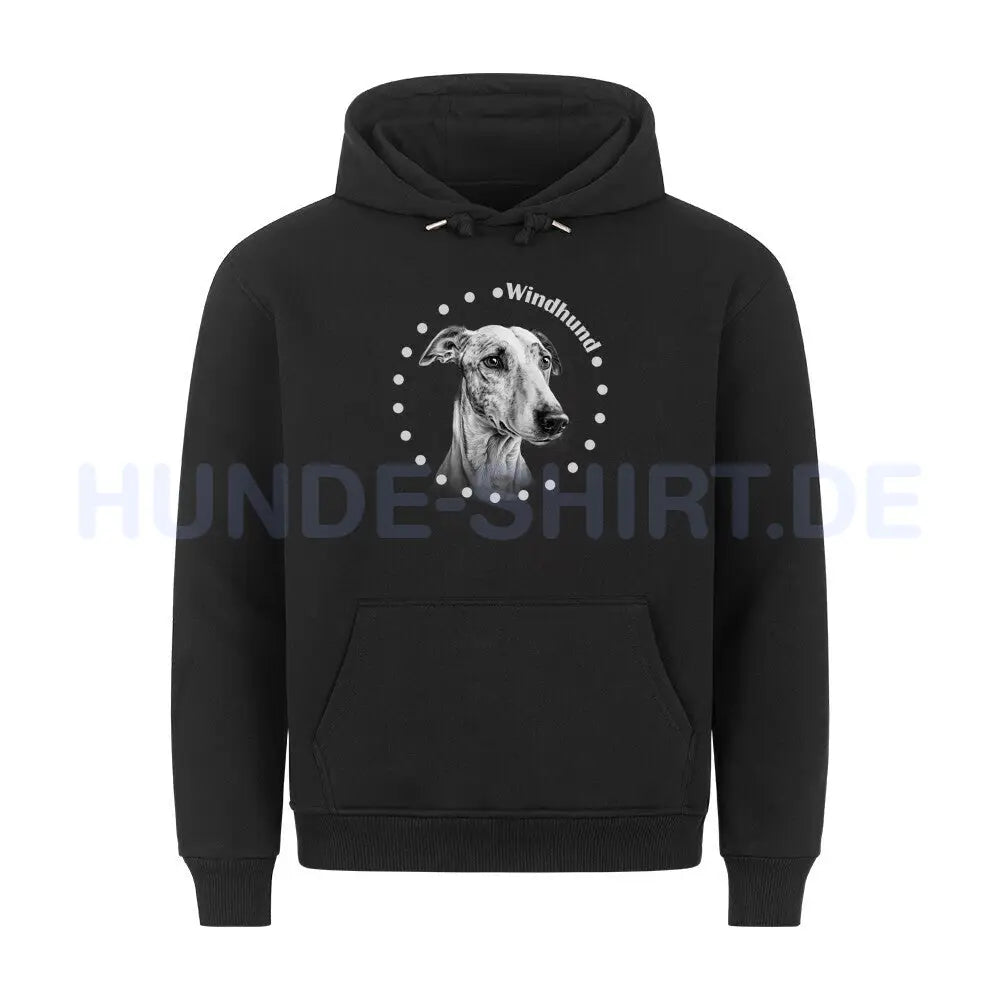 Premium Hoodie "Windhund Rounded" Schwarz – hunde-shirt.de