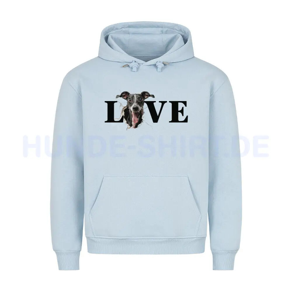 Premium Hoodie "Windspiel LOVE" Babyblau – hunde-shirt.de