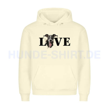 Premium Hoodie "Windspiel LOVE" Beige – hunde-shirt.de