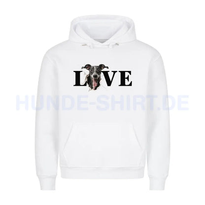 Premium Hoodie "Windspiel LOVE" Weiß – hunde-shirt.de