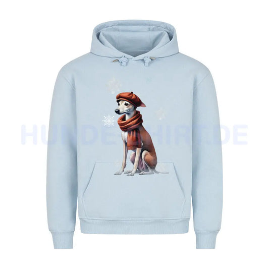 Premium Hoodie "Windspiel Winter" Babyblau – hunde-shirt.de