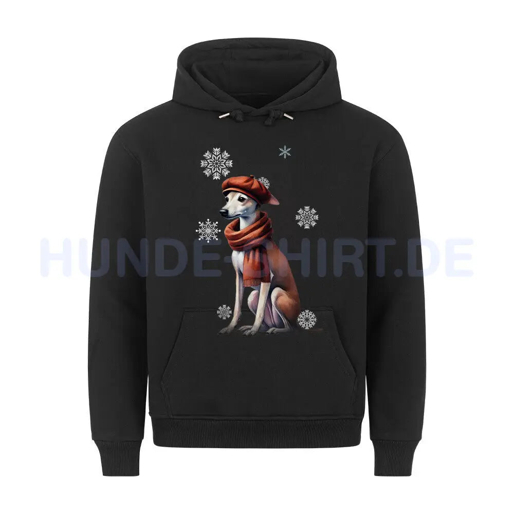 Premium Hoodie "Windspiel Winter" Schwarz – hunde-shirt.de