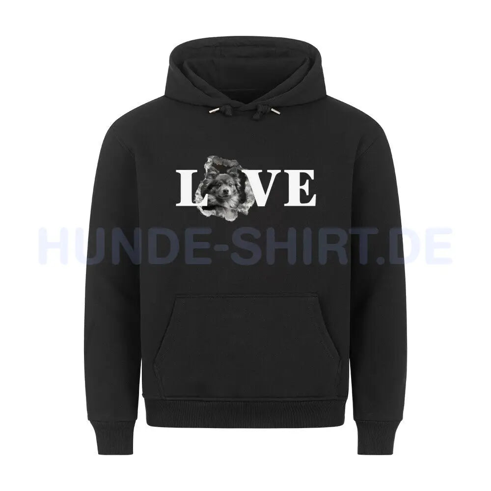 Premium Hoodie "Wolfsspitz - LOVE" Schwarz – hunde-shirt.de