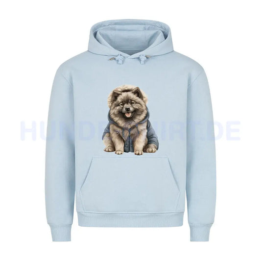 Premium Hoodie "Wolfsspitz - Winter" Babyblau – hunde-shirt.de