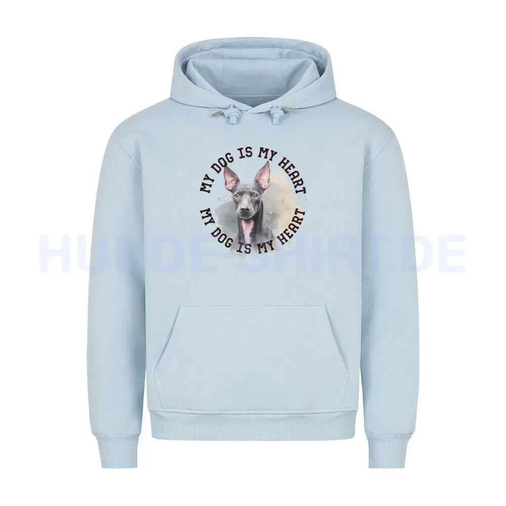 Premium Hoodie "Xoloitzcuintle HEART" Babyblau – hunde-shirt.de