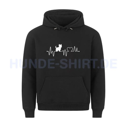 Premium Hoodie "Yorkie - Heartbeat" Schwarz – hunde-shirt.de