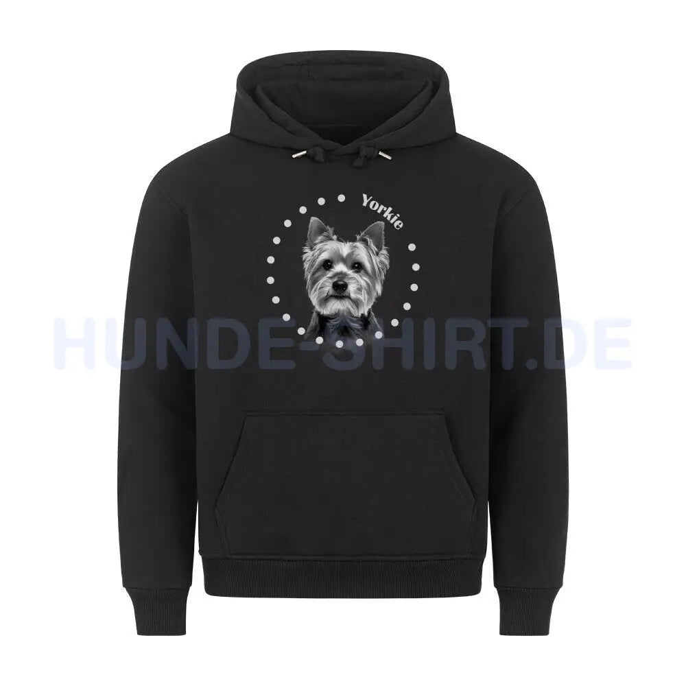 Premium Hoodie "Yorkie Rounded" Schwarz – hunde-shirt.de