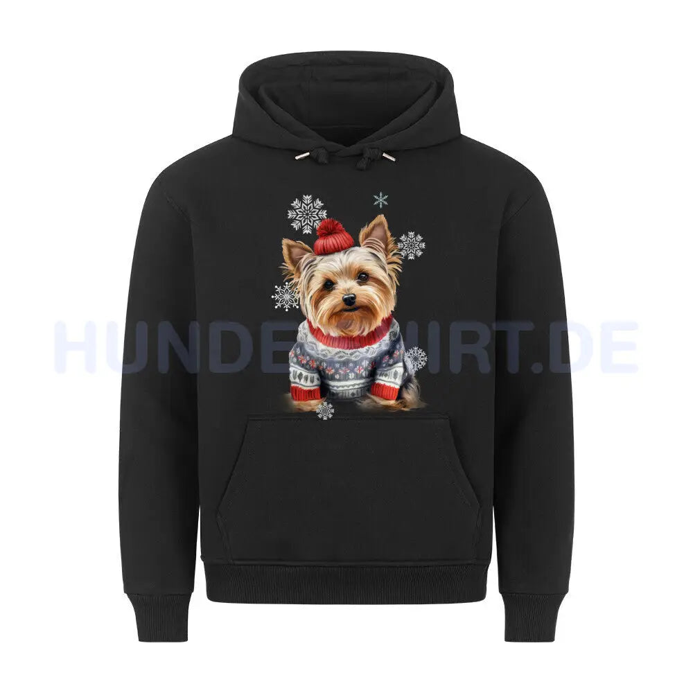 Premium Hoodie "Yorkie WINTER" Schwarz – hunde-shirt.de