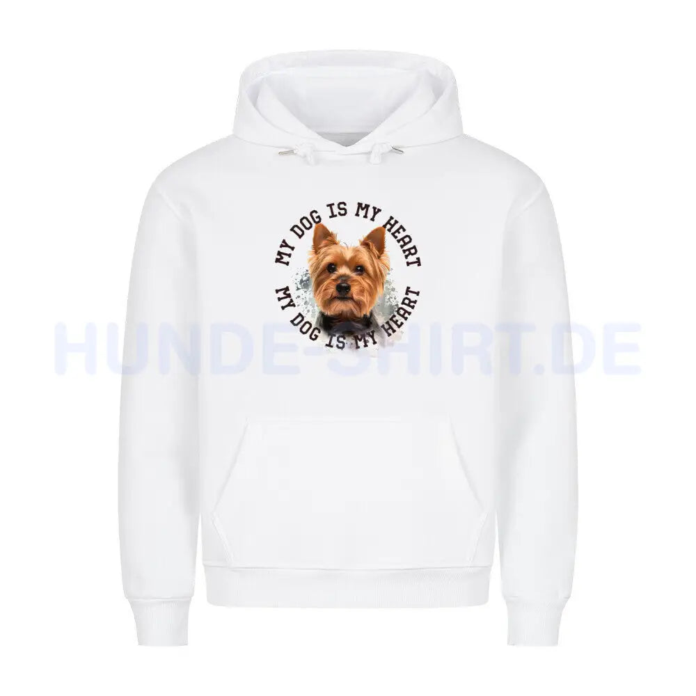 Premium Hoodie "Yorkshire Terrier HEART" Weiß – hunde-shirt.de