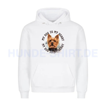 Premium Hoodie "Yorkshire Terrier HEART" Weiß – hunde-shirt.de