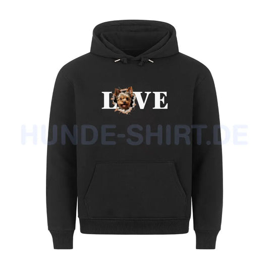 Premium Hoodie "Yorkshire Terrier - LOVE" Schwarz – hunde-shirt.de