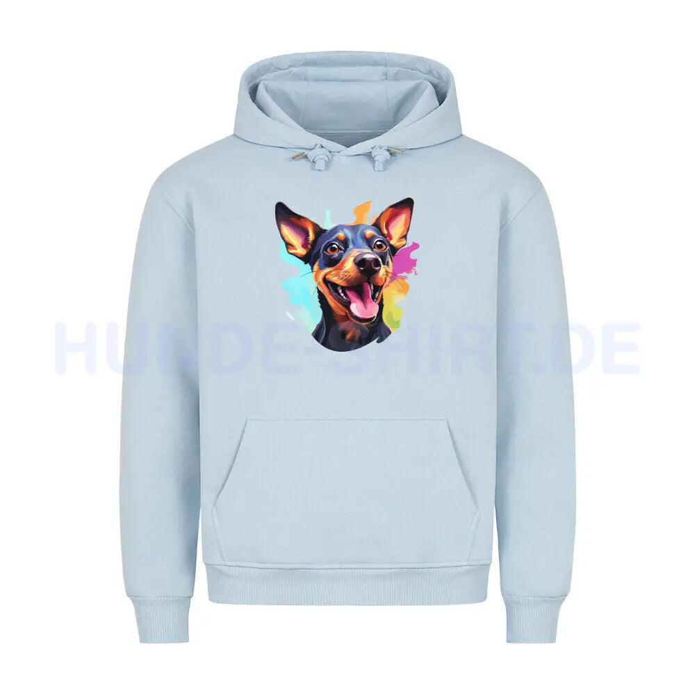 Premium Hoodie "Zwergpinscher - FUN" Babyblau – hunde-shirt.de