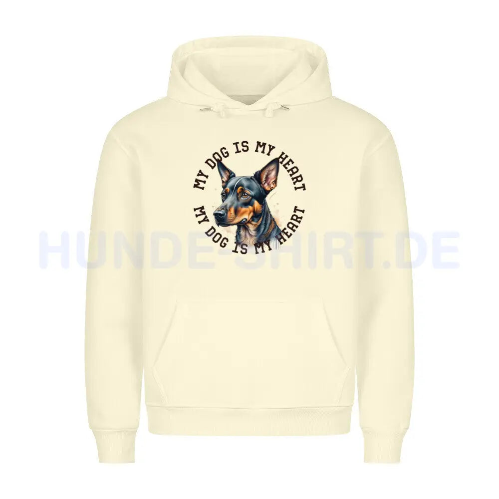 Premium Hoodie "Zwergpinscher HEART 2" Beige – hunde-shirt.de