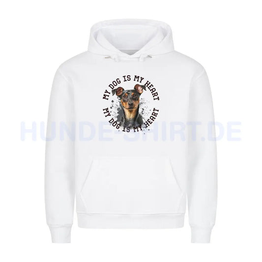 Premium Hoodie "Zwergpinscher HEART" Weiß – hunde-shirt.de