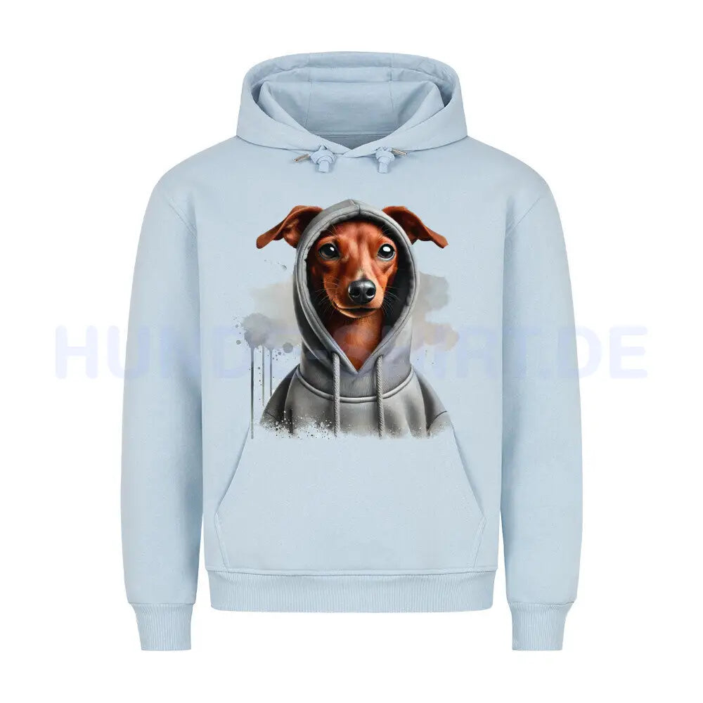 Premium Hoodie "Zwergpinscher Hooded 2" Babyblau – hunde-shirt.de