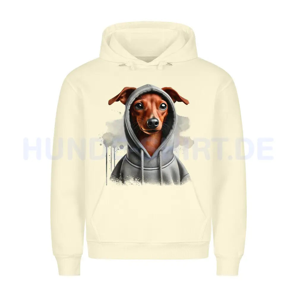 Premium Hoodie "Zwergpinscher Hooded 2" Beige – hunde-shirt.de