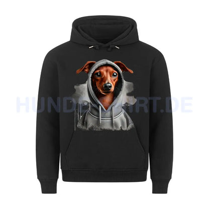 Premium Hoodie "Zwergpinscher Hooded 2" Schwarz – hunde-shirt.de