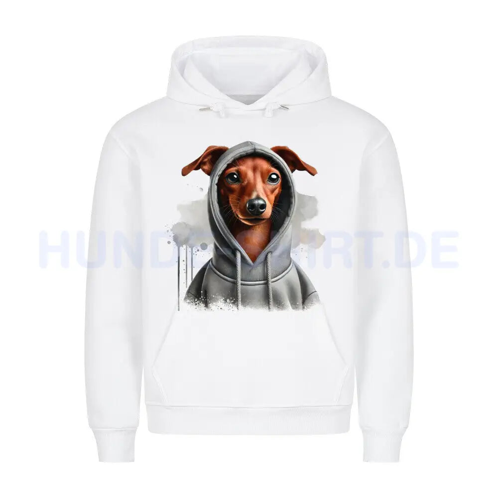 Premium Hoodie "Zwergpinscher Hooded 2" Weiß – hunde-shirt.de