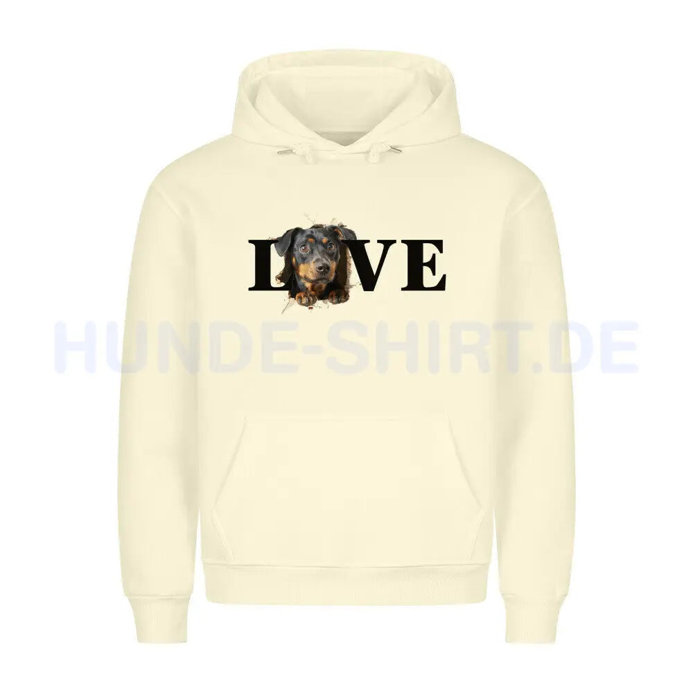 Premium Hoodie "Zwergpinscher - LOVE" Beige – hunde-shirt.de